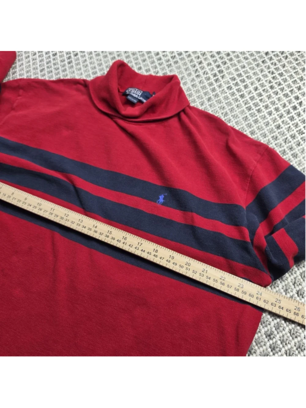 Vintage Polo Ralph Lauren USA Turtleneck Shirt Men’s XL Red Striped Cotton Logo